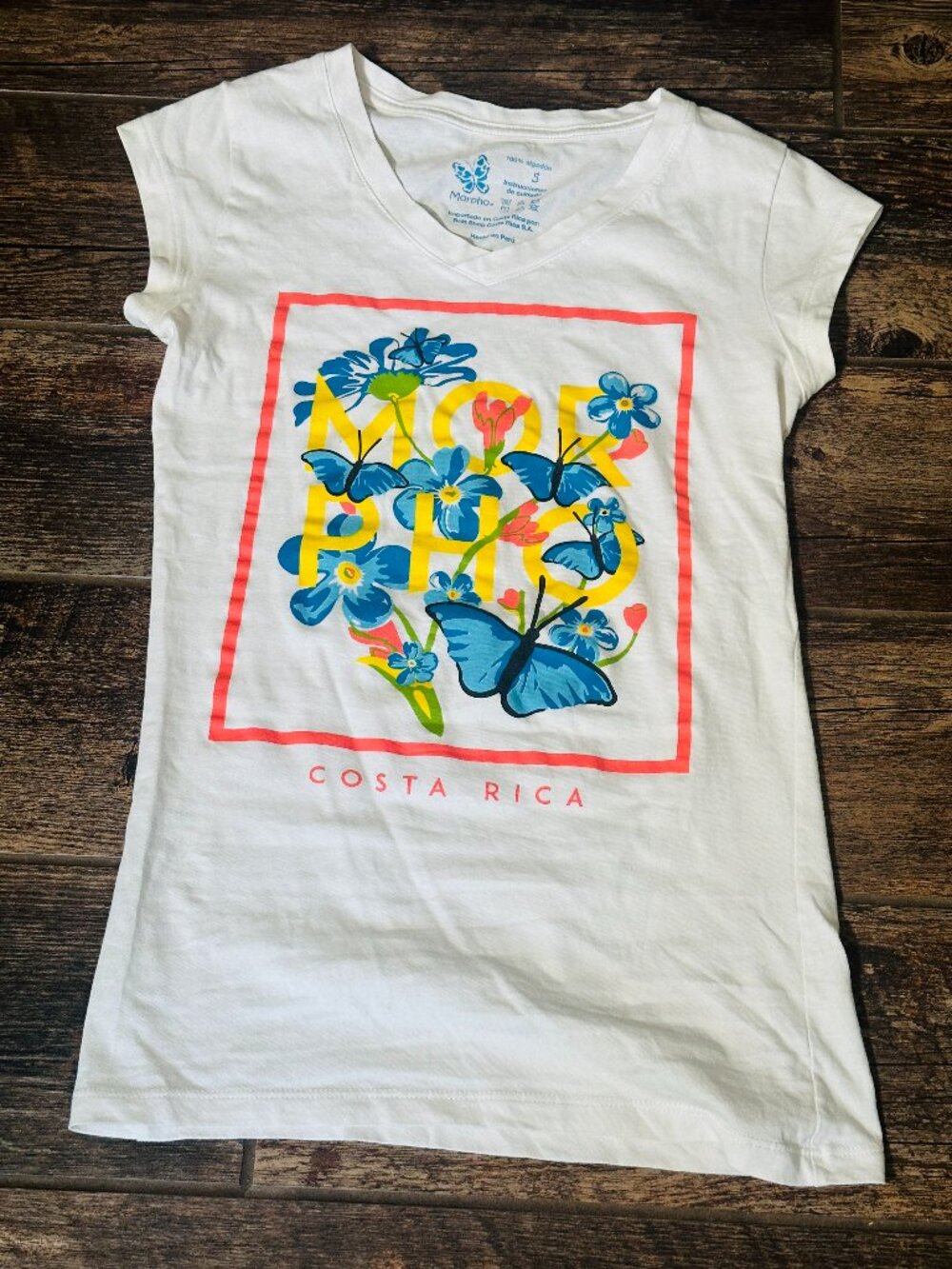 Costa Rica - White Graphic T-Shirt Women's Small  - 100% Cotton S - V Neck